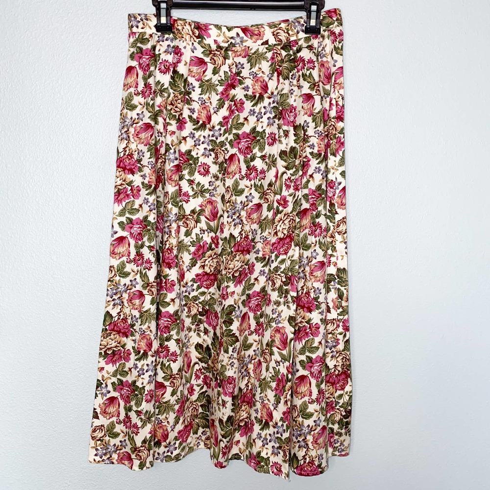 Donna Morgan Floral Midi Skirt - Pink and Green